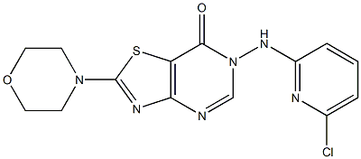 6-[(6-chloro-2-pyridinyl)amino]-2-morpholino[1,3]thiazolo[4,5-d]pyrimidin-7(6H)-one Struktur