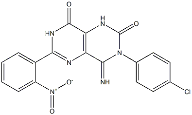 3-(4-chlorophenyl)-4-imino-6-(2-nitrophenyl)-1,3,4,7-tetrahydropyrimido[5,4-d]pyrimidine-2,8-dione Struktur