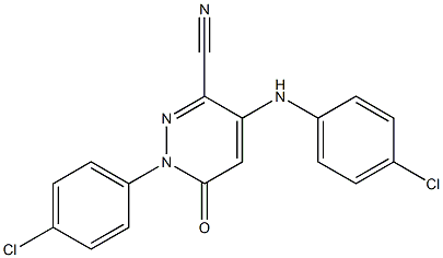 4-(4-chloroanilino)-1-(4-chlorophenyl)-6-oxo-1,6-dihydro-3-pyridazinecarbonitrile Struktur