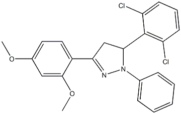 5-(2,6-dichlorophenyl)-3-(2,4-dimethoxyphenyl)-1-phenyl-4,5-dihydro-1H-pyrazole Struktur