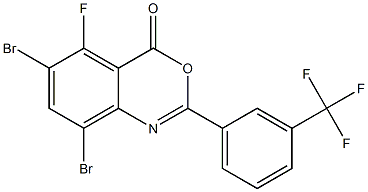 6,8-dibromo-5-fluoro-2-[3-(trifluoromethyl)phenyl]-4H-3,1-benzoxazin-4-one Struktur