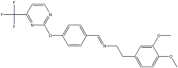 N1-(4-{[4-(trifluoromethyl)pyrimidin-2-yl]oxy}benzylidene)-2-(3,4-dimethoxyphenyl)ethan-1-amine Struktur