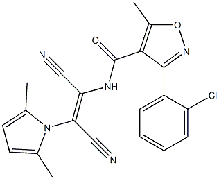 3-(2-chlorophenyl)-N-[(E)-1,2-dicyano-2-(2,5-dimethyl-1H-pyrrol-1-yl)ethenyl]-5-methyl-4-isoxazolecarboxamide Struktur