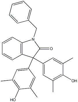 1-benzyl-3,3-di(4-hydroxy-3,5-dimethylphenyl)indolin-2-one Struktur