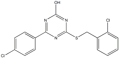 4-[(2-chlorobenzyl)thio]-6-(4-chlorophenyl)-1,3,5-triazin-2-ol Struktur