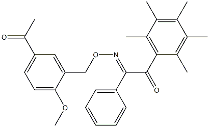 2-{[(5-acetyl-2-methoxybenzyl)oxy]imino}-1-(2,3,4,5,6-pentamethylphenyl)-2- phenylethan-1-one Struktur