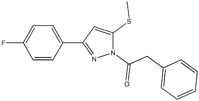 1-[3-(4-fluorophenyl)-5-(methylthio)-1H-pyrazol-1-yl]-2-phenylethan-1-one Struktur