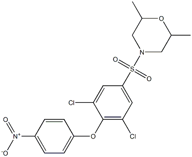 4-{[3,5-dichloro-4-(4-nitrophenoxy)phenyl]sulfonyl}-2,6-dimethylmorpholine Struktur