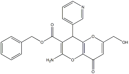 benzyl 2-amino-6-(hydroxymethyl)-8-oxo-4-(3-pyridinyl)-4,8-dihydropyrano[3,2-b]pyran-3-carboxylate Struktur