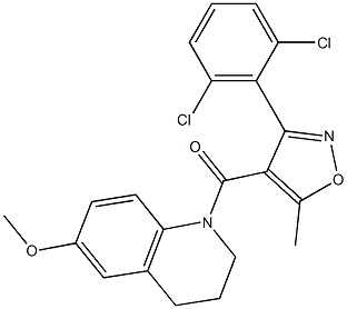 [3-(2,6-dichlorophenyl)-5-methylisoxazol-4-yl](6-methoxy-1,2,3,4-tetrahydroquinolin-1-yl)methanone Struktur