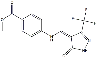 methyl 4-({[5-oxo-3-(trifluoromethyl)-1,5-dihydro-4H-pyrazol-4-yliden]methyl}amino)benzenecarboxylate Struktur