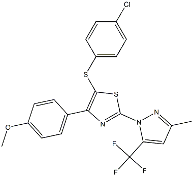 4-{5-[(4-chlorophenyl)sulfanyl]-2-[3-methyl-5-(trifluoromethyl)-1H-pyrazol-1-yl]-1,3-thiazol-4-yl}phenyl methyl ether Struktur