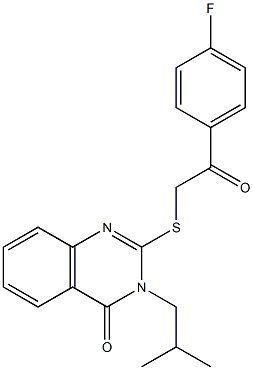 2-{[2-(4-fluorophenyl)-2-oxoethyl]thio}-3-isobutyl-3,4-dihydroquinazolin-4-one Struktur