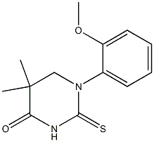 1-(2-methoxyphenyl)-5,5-dimethyl-2-thioxohexahydropyrimidin-4-one Struktur