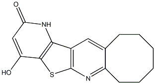 4-hydroxy-7,8,9,10,11,12-hexahydrocycloocta[b]pyrido[2',3':4,5]thieno[3,2-e]pyridin-2(1H)-one Struktur