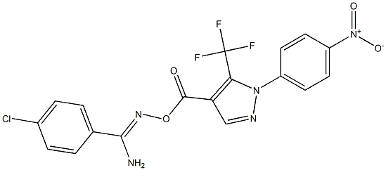 O1-{[1-(4-nitrophenyl)-5-(trifluoromethyl)-1H-pyrazol-4-yl]carbonyl}-4-chlorobenzene-1-carbohydroximamide Struktur