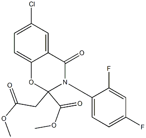 methyl 6-chloro-3-(2,4-difluorophenyl)-2-(2-methoxy-2-oxoethyl)-4-oxo-3,4-dihydro-2H-1,3-benzoxazine-2-carboxylate Struktur