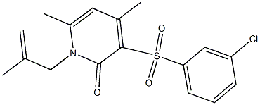 3-[(3-chlorophenyl)sulfonyl]-4,6-dimethyl-1-(2-methyl-2-propenyl)-2(1H)-pyridinone Struktur