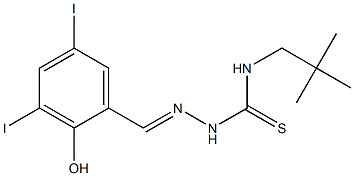 N1-neopentyl-2-(2-hydroxy-3,5-diiodobenzylidene)hydrazine-1-carbothioamide Struktur