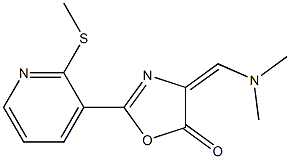 4-[(dimethylamino)methylidene]-2-[2-(methylthio)-3-pyridyl]-4,5-dihydro-1,3-oxazol-5-one Struktur