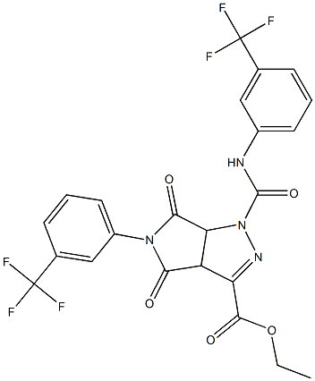 ethyl 4,6-dioxo-1-{[3-(trifluoromethyl)anilino]carbonyl}-5-[3-(trifluoromethyl)phenyl]-1,3a,4,5,6,6a-hexahydropyrrolo[3,4-c]pyrazole-3-carboxylate Struktur