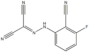 2-[2-(2-cyano-3-fluorophenyl)hydrazono]malononitrile Struktur