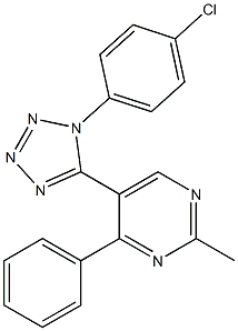 5-[1-(4-chlorophenyl)-1H-1,2,3,4-tetraazol-5-yl]-2-methyl-4-phenylpyrimidine Struktur