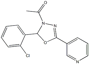 1-[2-(2-chlorophenyl)-5-(3-pyridyl)-2,3-dihydro-1,3,4-oxadiazol-3-yl]ethan-1-one Struktur