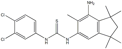 N-(7-amino-1,1,3,3,6-pentamethyl-2,3-dihydro-1H-inden-5-yl)-N'-(3,4-dichlorophenyl)thiourea Struktur