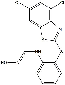 N-{2-[(4,6-dichloro-1,3-benzothiazol-2-yl)thio]phenyl}-N'-hydroxyiminoformamide Struktur