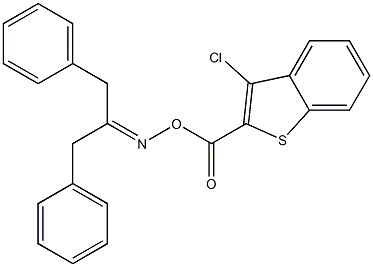 2-({[(1-benzyl-2-phenylethylidene)amino]oxy}carbonyl)-3-chloro-1-benzothiophene Struktur