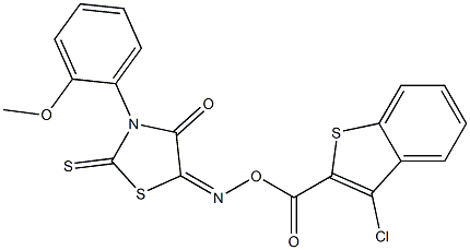 5-({[(3-chloro-1-benzothiophen-2-yl)carbonyl]oxy}imino)-3-(2-methoxyphenyl)-2-thioxo-1,3-thiazolan-4-one Struktur