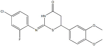 2-[(4-chloro-2-fluorophenyl)imino]-6-(3,4-dimethoxyphenyl)-1,3-thiazinan-4-one Struktur