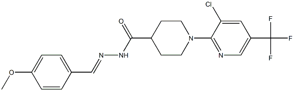 1-[3-chloro-5-(trifluoromethyl)-2-pyridinyl]-N'-[(4-methoxyphenyl)methylene]-4-piperidinecarbohydrazide Struktur