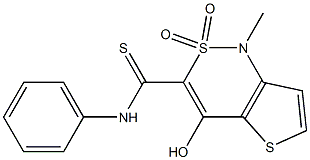 4-hydroxy-1-methyl-2,2-dioxo-N-phenyl-1,2-dihydro-2lambda~6~-thieno[3,2-c][1,2]thiazine-3-carbothioamide Struktur