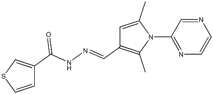 N'-{(E)-[2,5-dimethyl-1-(2-pyrazinyl)-1H-pyrrol-3-yl]methylidene}-3-thiophenecarbohydrazide Struktur