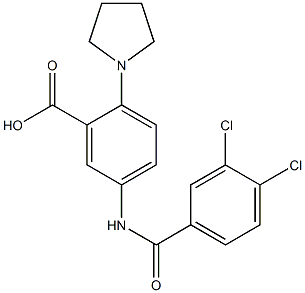 5-[(3,4-dichlorobenzoyl)amino]-2-tetrahydro-1H-pyrrol-1-ylbenzoic acid Struktur