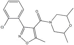 [3-(2-chlorophenyl)-5-methylisoxazol-4-yl](2,6-dimethylmorpholino)methanone Struktur