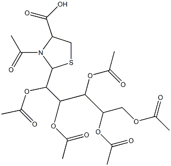 3-acetyl-2-[1,2,3,4,5-pentakis(acetyloxy)pentyl]-1,3-thiazolane-4-carboxylic acid Struktur