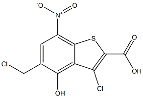 3-chloro-5-(chloromethyl)-4-hydroxy-7-nitrobenzo[b]thiophene-2-carboxylic acid Struktur