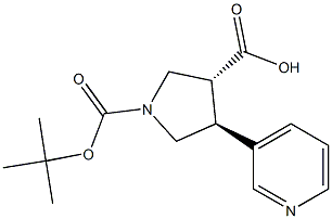 trans (+/-) 1-(tert-Butoxycarbonyl)-4-(pyridin-3-yl)pyrrolidine-3-carboxylic acid Struktur