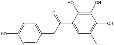 1-(5-ethyl-2,3,4-trihydroxyphenyl)-2-(4-hydroxyphenyl)ethanone Struktur