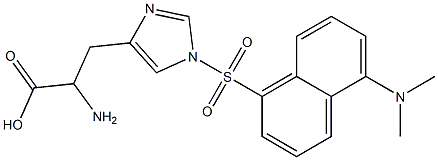 2-amino-3-[1-(5-dimethylaminonaphthalen-1-yl)sulfonylimidazol-4-yl]propanoic acid Struktur