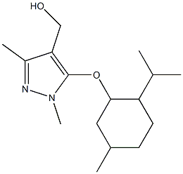 (1,3-dimethyl-5-{[5-methyl-2-(propan-2-yl)cyclohexyl]oxy}-1H-pyrazol-4-yl)methanol Struktur