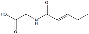 {[(2E)-2-methylpent-2-enoyl]amino}acetic acid Struktur