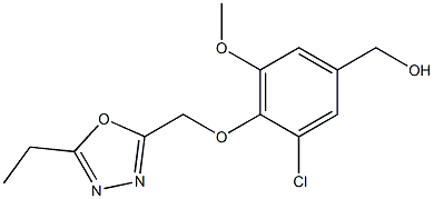 {3-chloro-4-[(5-ethyl-1,3,4-oxadiazol-2-yl)methoxy]-5-methoxyphenyl}methanol Struktur