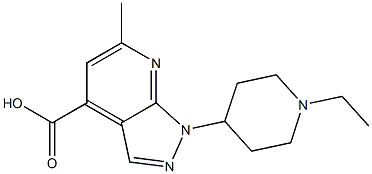 1-(1-ethylpiperidin-4-yl)-6-methyl-1H-pyrazolo[3,4-b]pyridine-4-carboxylic acid Struktur