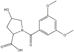 1-(3,5-dimethoxybenzoyl)-4-hydroxypyrrolidine-2-carboxylic acid Struktur