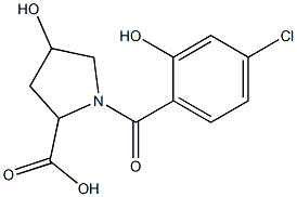 1-(4-chloro-2-hydroxybenzoyl)-4-hydroxypyrrolidine-2-carboxylic acid Struktur