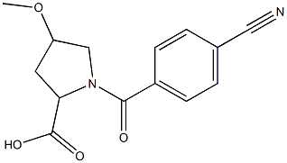 1-(4-cyanobenzoyl)-4-methoxypyrrolidine-2-carboxylic acid Struktur